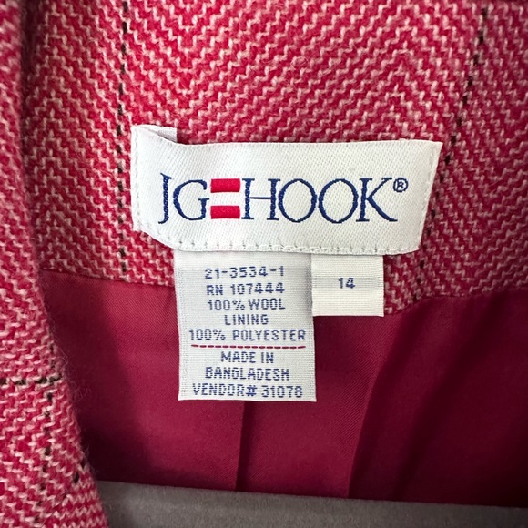 J.G. Hook - Vintage Red & Black Window Pane Blazer - Picture 4 of 5